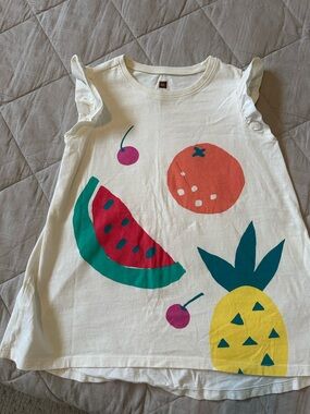 Tea Collection Cream Swing Tank Top with Bright Fruit Graphics-Sz 8